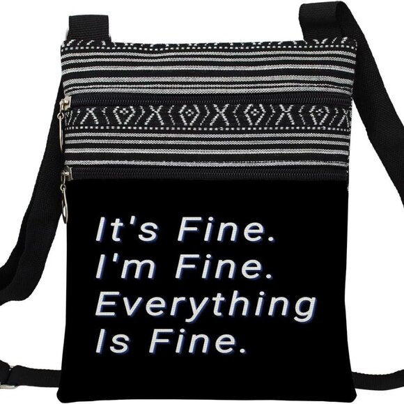 Crossbody Bag Polyester Small Ethnic Pattern Adjustable Strap Zipper - Picture 1 of 7